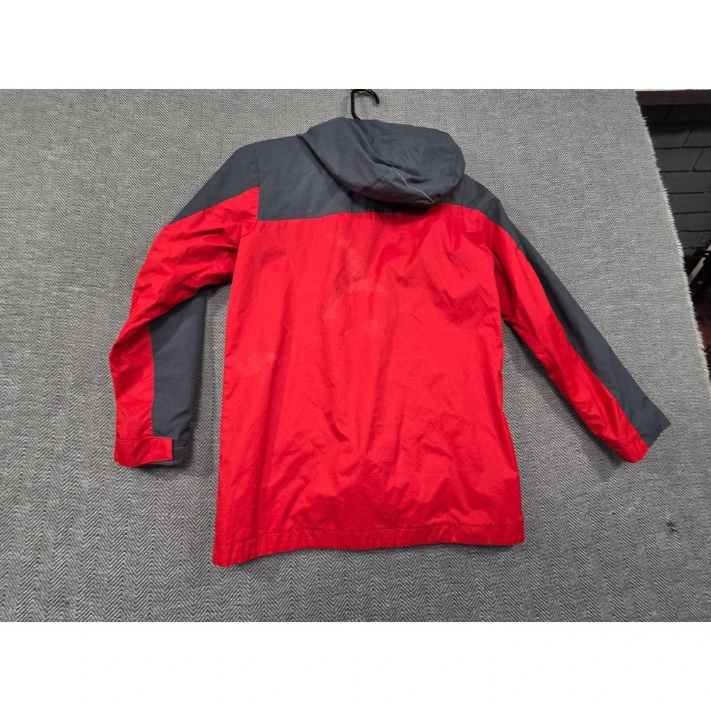 Columbia Boys M 10/12 Red‎ Grey Interchange Omni-Shield Hooded Shell Jacket